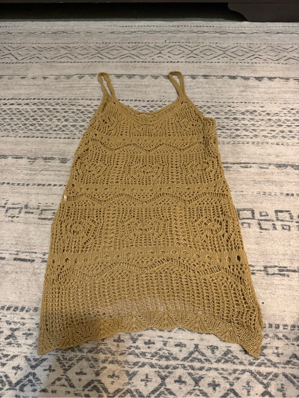Mustard Crochet Swim Cover-Up Dress - Women Swim